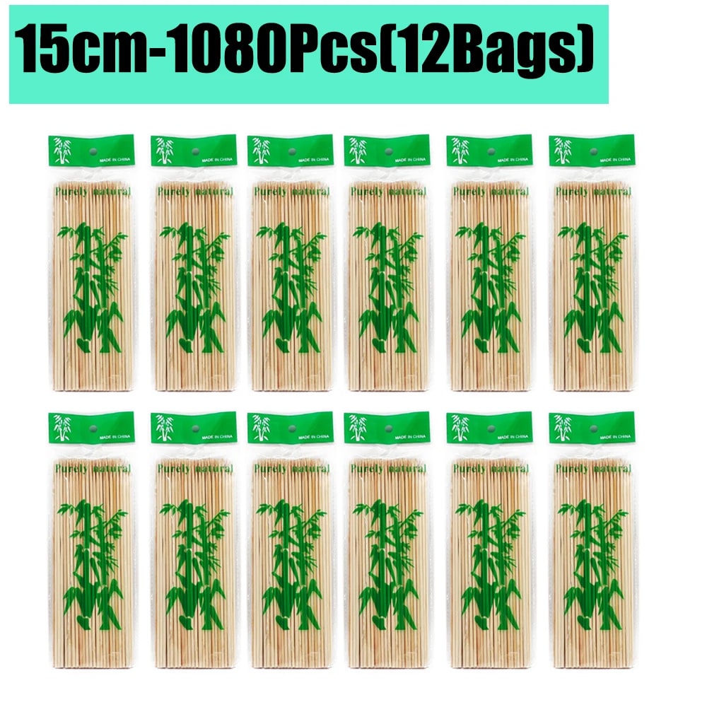 Disposable Bamboo BBQ Skewers, 15-30cm, 90-1350 Pieces - 15cm-1080Pcs(12Bags)