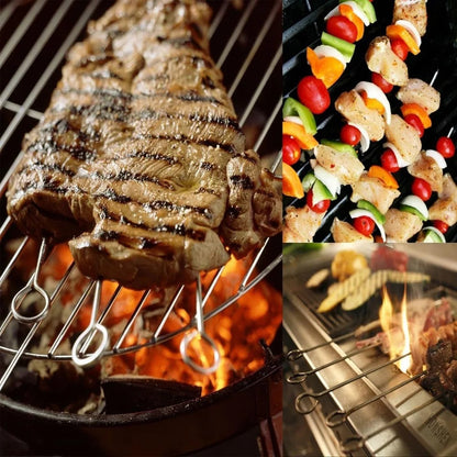 Reusable Metal BBQ Skewers, 20 Pack, Silver, 20cm or 30cm