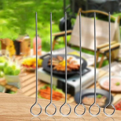 Reusable Metal BBQ Skewers, 20 Pack, Silver, 20cm or 30cm