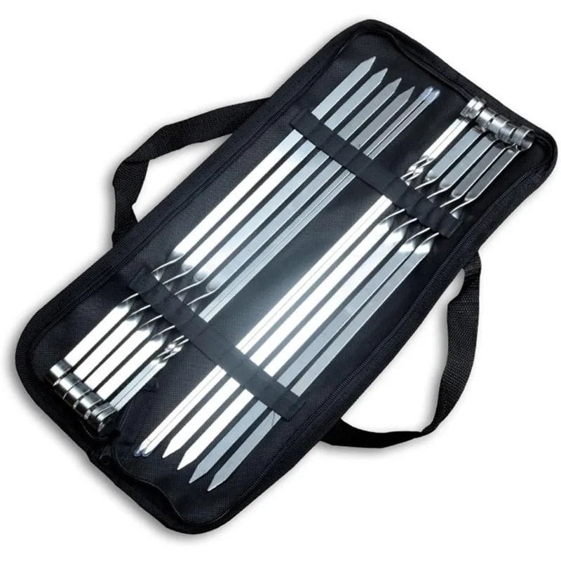 Stainless Steel BBQ Skewers Set of 12 with Carry Case