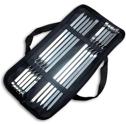 Stainless Steel BBQ Skewers Set of 12 with Carry Case