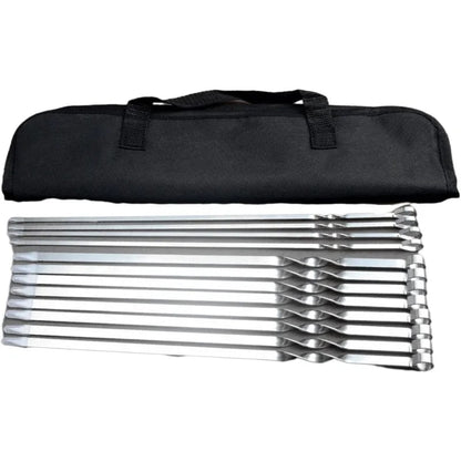 Stainless Steel BBQ Skewers Set of 12 with Carry Case