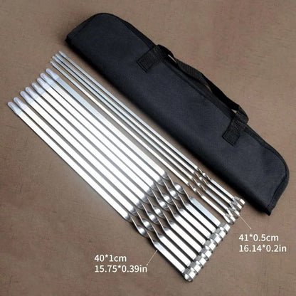 Stainless Steel BBQ Skewers Set of 12 with Carry Case
