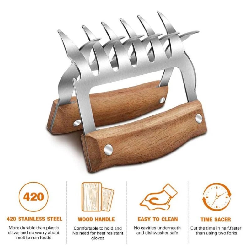 Stainless Steel Bear Claw Meat Shredder Fork, 9.5 x 11.5 cm, 1 Piece