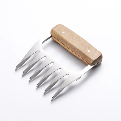 Stainless Steel Bear Claw Meat Shredder Fork, 9.5 x 11.5 cm, 1 Piece - 1PC Wood
