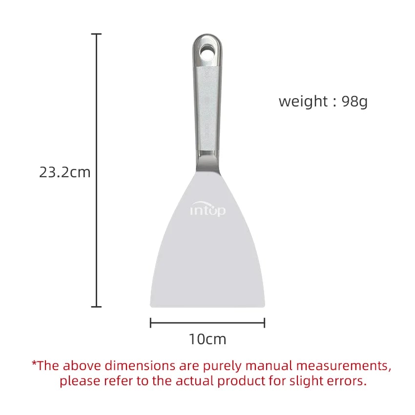 intop Stainless Steel Dough Scraper Spatula for Pizza, BBQ and Baking, 50-150mm, 2 Pieces - 100mm 2pcs
