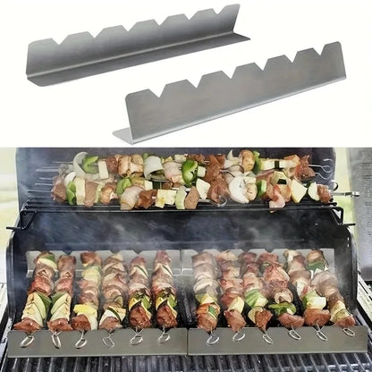 BBQ Skewer Holder Rack, Stainless Steel, About 30cm