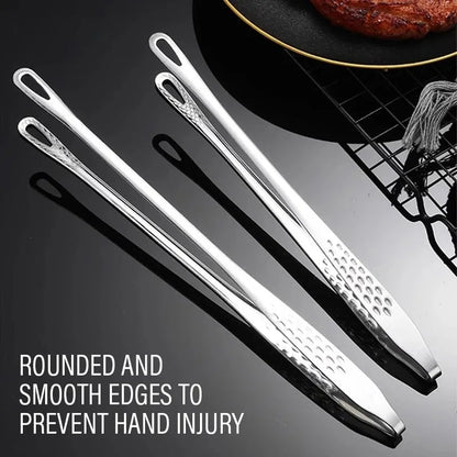 Stainless Steel BBQ Food Tongs with Non-Slip Grip, 24.5cm or 28.5cm