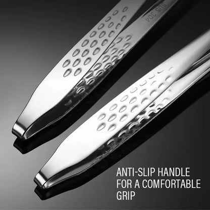 Stainless Steel BBQ Food Tongs with Non-Slip Grip, 24.5cm or 28.5cm