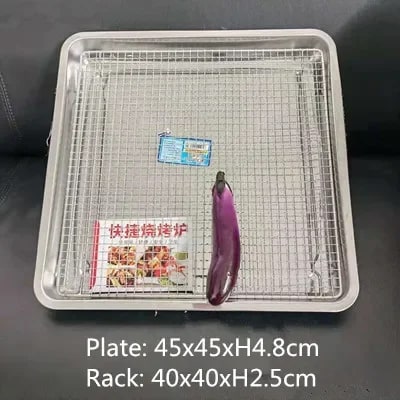 304 Stainless Steel BBQ Grill Mesh, Baking Rack and Tray Net, Multiple Sizes - Tray net 45x45cm