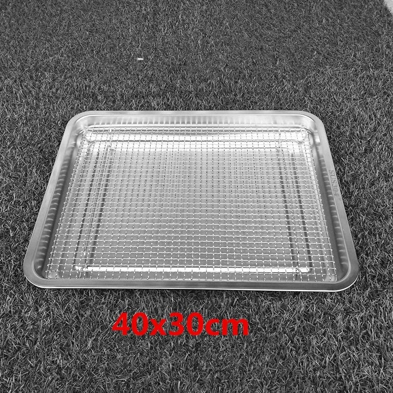 304 Stainless Steel BBQ Grill Mesh, Baking Rack and Tray Net, Multiple Sizes - plate 40x30 add mesh