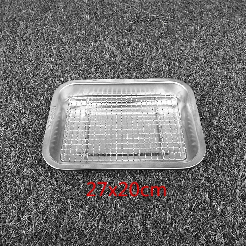304 Stainless Steel BBQ Grill Mesh, Baking Rack and Tray Net, Multiple Sizes - plate 27x20 add mesh