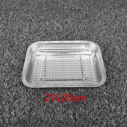 304 Stainless Steel BBQ Grill Mesh, Baking Rack and Tray Net, Multiple Sizes - plate 27x20 add mesh