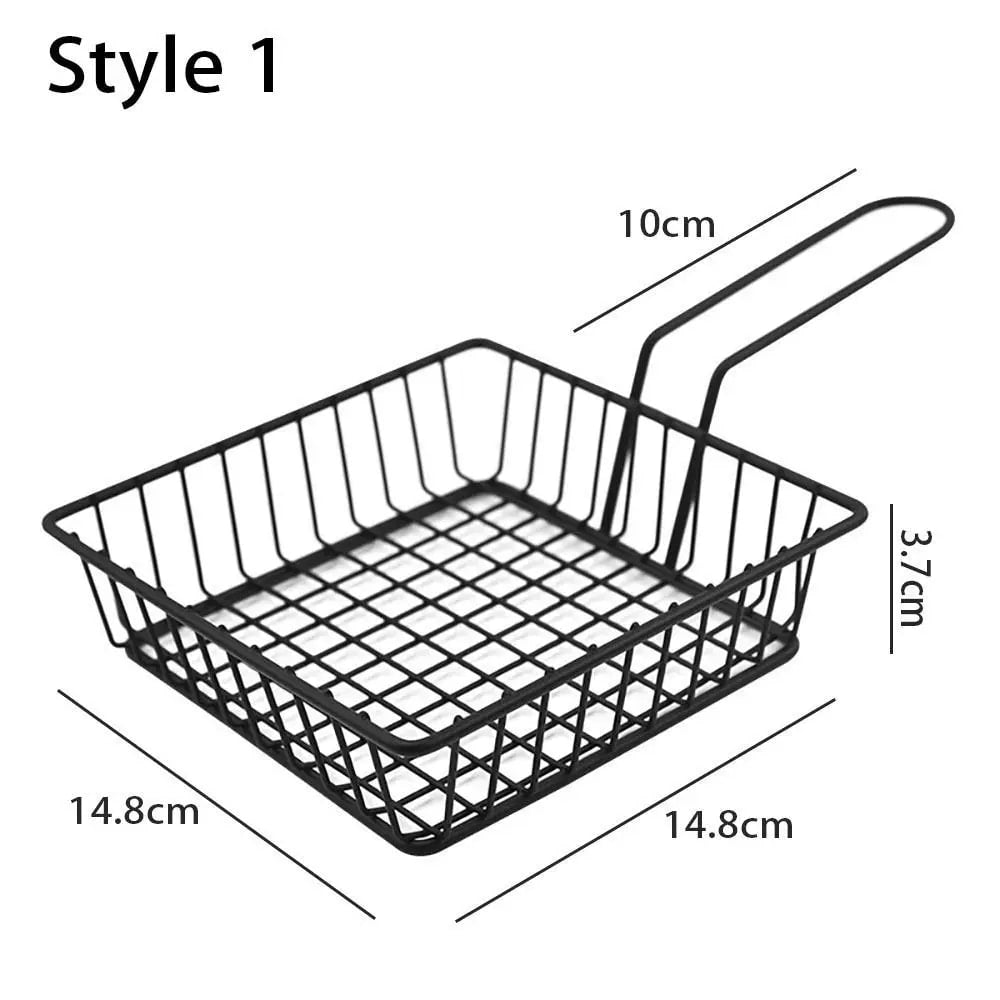 Iron Mesh Fryer and Serving Baskets, 9 Styles - Style 1