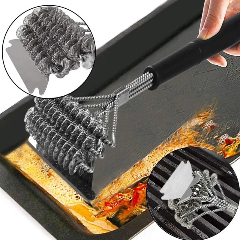 18-Inch Metal BBQ Grill Cleaning Brush with Scraper, WIKHOSTAR K453
