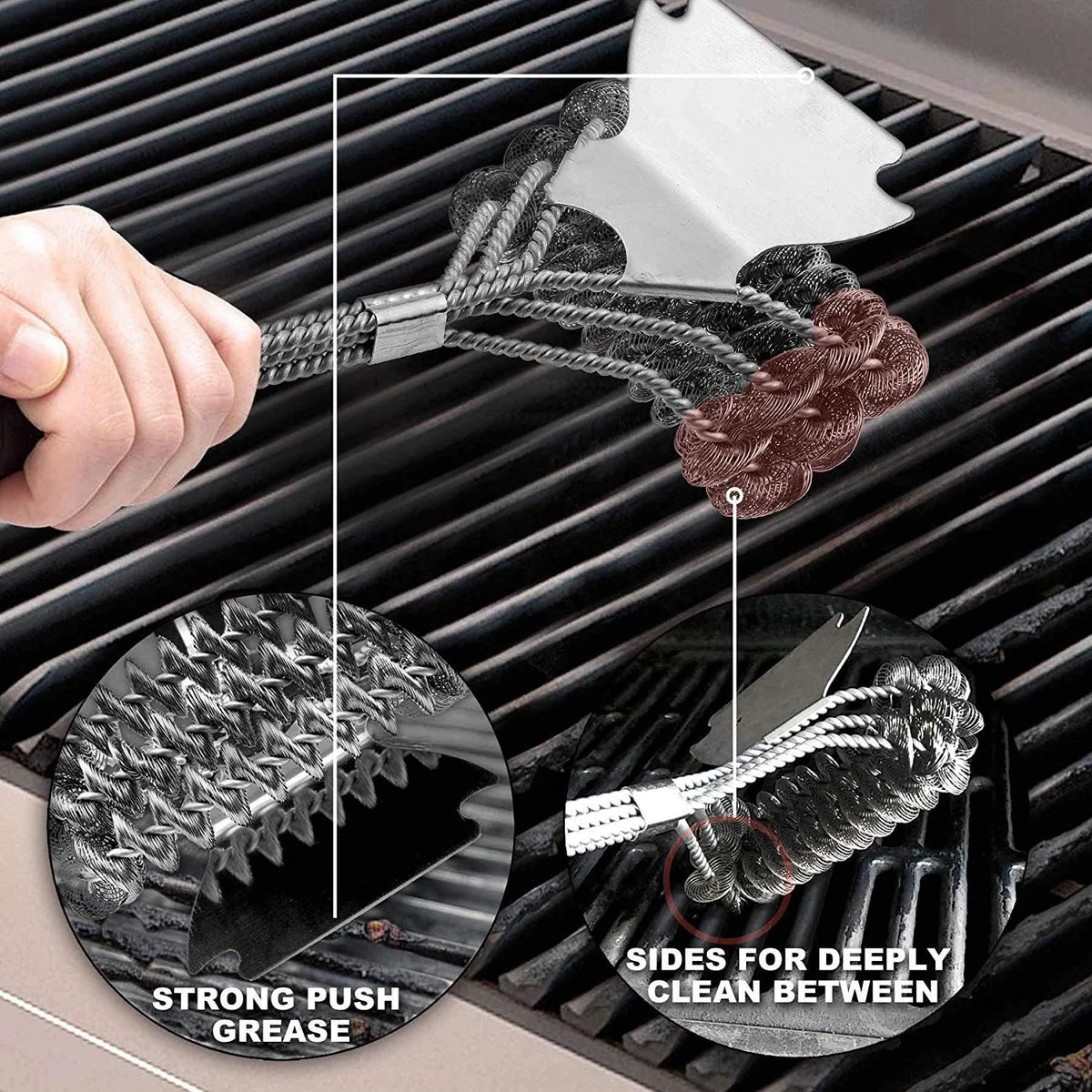 18-Inch Metal BBQ Grill Cleaning Brush with Scraper, WIKHOSTAR K453