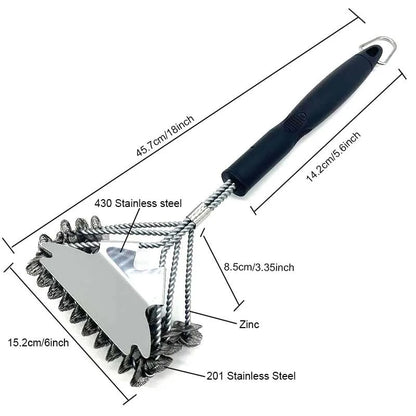 18-Inch Metal BBQ Grill Cleaning Brush with Scraper, WIKHOSTAR K453 - Style 1
