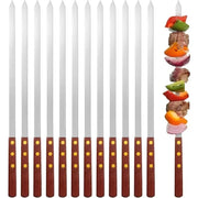 Metal BBQ Skewers with Wood Handles, 12 Pack, 40cm or 50cm