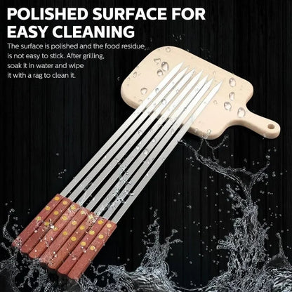 Metal BBQ Skewers with Wood Handles, 12 Pack, 40cm or 50cm