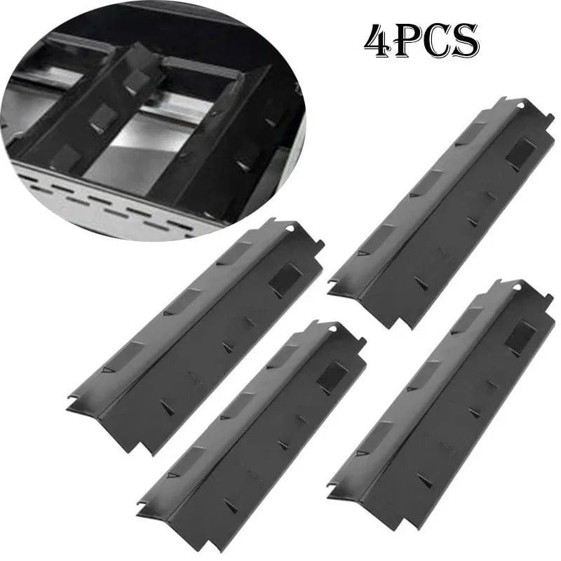 4-Piece Metal Heat Tent Shields for Gas BBQ Grills, Black, 371 x 108mm