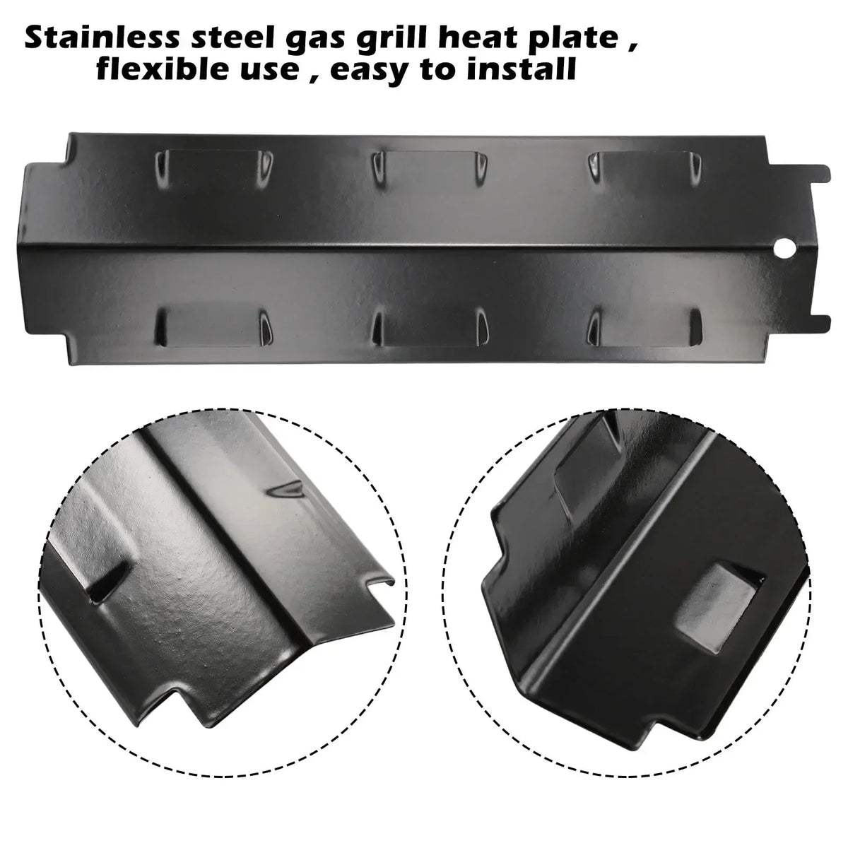 4-Piece Metal Heat Tent Shields for Gas BBQ Grills, Black, 371 x 108mm