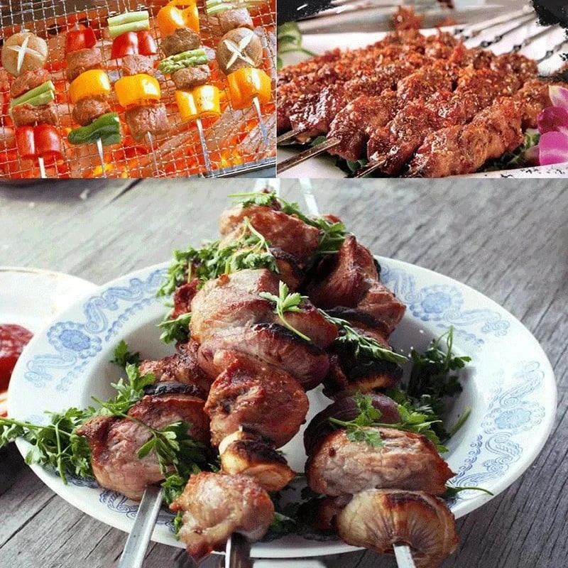 Stainless Steel Flat BBQ Skewers for Kebab Grilling, 28cm or 33cm, 10 to 50 Pack