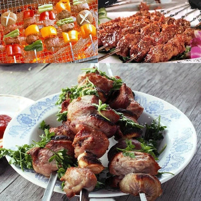 Stainless Steel Flat BBQ Skewers for Kebab Grilling, 28cm or 33cm, 10 to 50 Pack