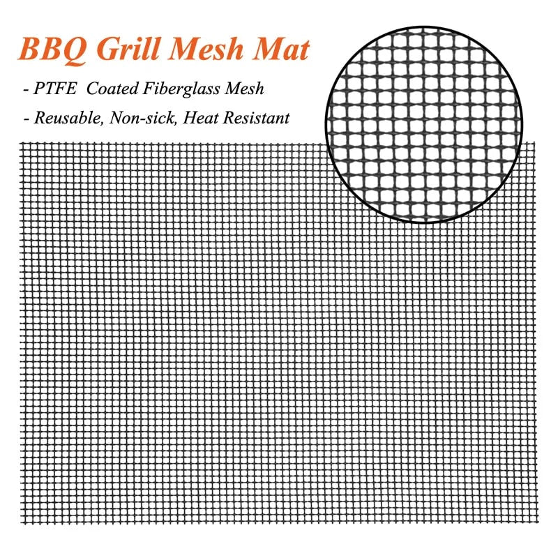 BalmyDays PTFE BBQ Grill Mesh Mat, Reusable Non-Stick Liner, 40cm Options