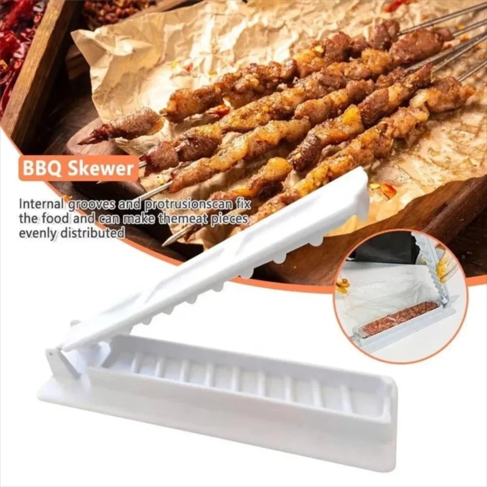 Portable Plastic Meat Skewer Maker, 32 x 10cm BBQ Kebab Press