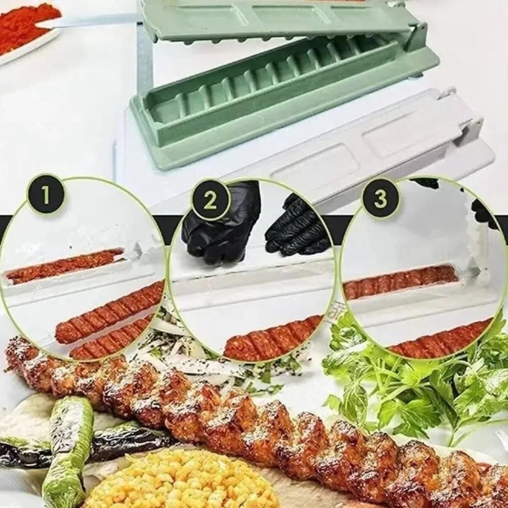 Portable Plastic Meat Skewer Maker, 32 x 10cm BBQ Kebab Press