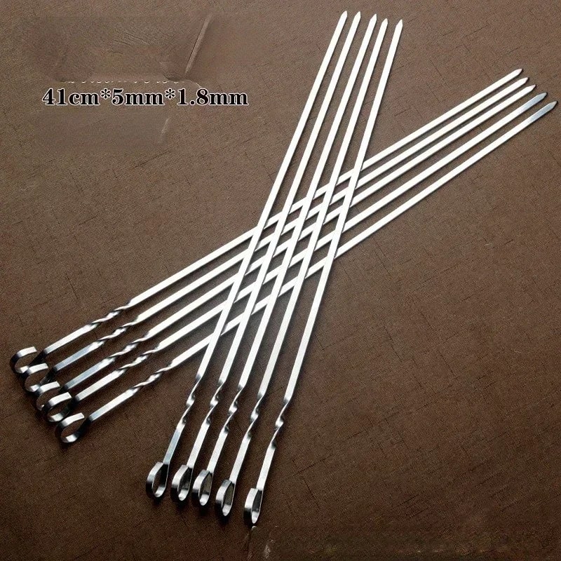 41cm 430 Stainless Steel BBQ Skewers, 10-Piece Set
