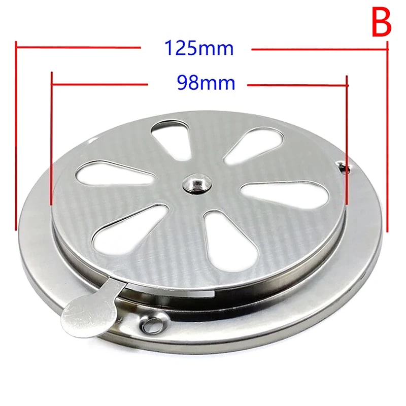 Adjustable Stainless Steel BBQ Smoker Vent Damper, 95mm or 125mm - 125MM