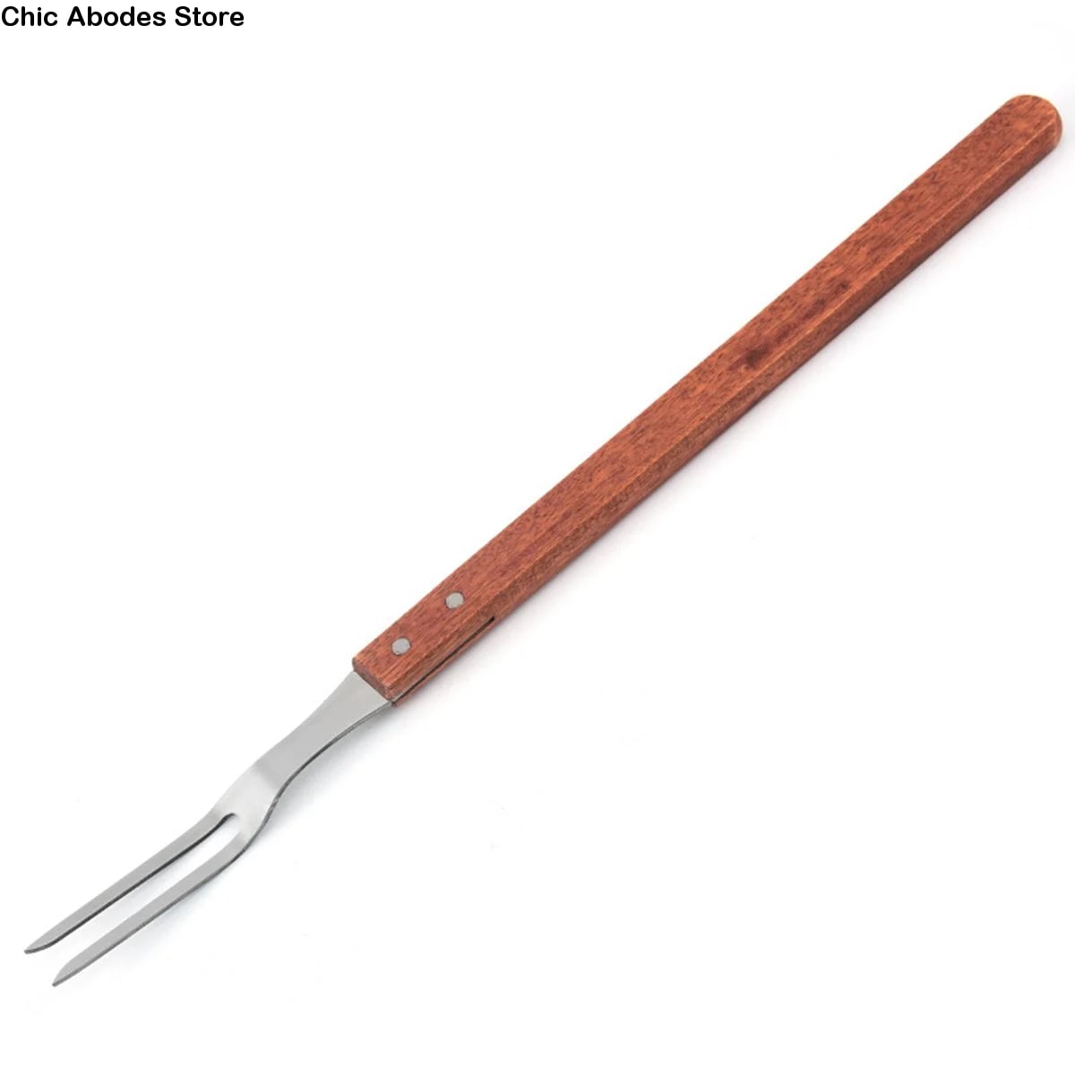 BBQ Meat Fork with Wooden Handle, Metal Two-Prong Carving Fork