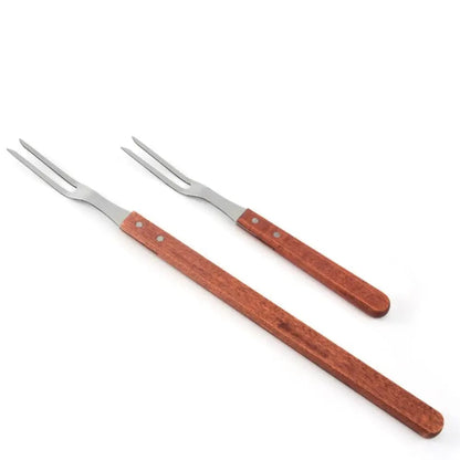 BBQ Meat Fork with Wooden Handle, Metal Two-Prong Carving Fork
