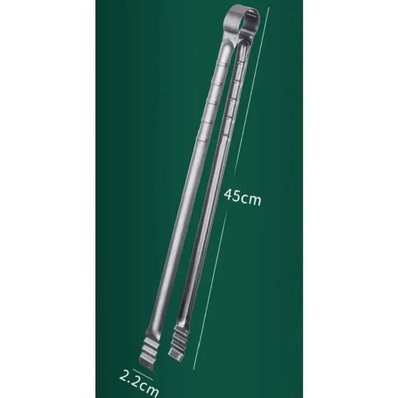 45cm Stainless Steel BBQ Grilling Tongs for Charcoal Fires and Outdoor Cooking