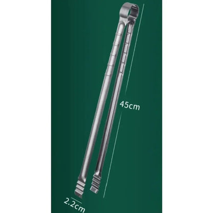 45cm Stainless Steel BBQ Grilling Tongs for Charcoal Fires and Outdoor Cooking