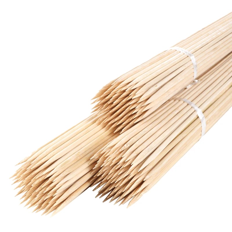 Long Wooden BBQ Skewers, 50cm or 60cm, 6mm, 50 or 100 Pack