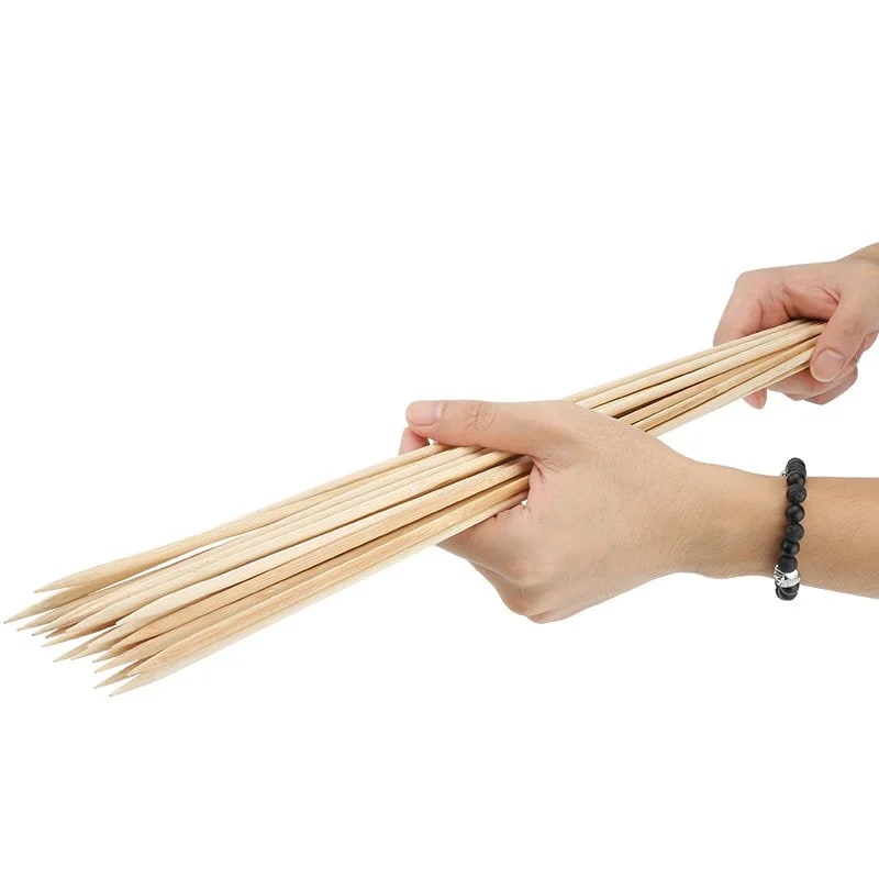 Long Wooden BBQ Skewers, 50cm or 60cm, 6mm, 50 or 100 Pack