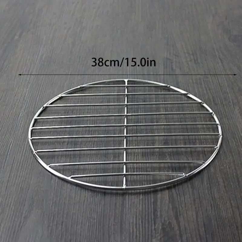 Round Stainless Steel BBQ Grill Mesh Rack, 15cm to 50cm Sizes - 38cm