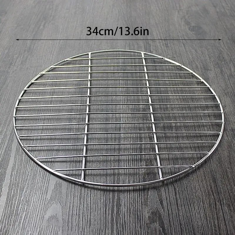 Round Stainless Steel BBQ Grill Mesh Rack, 15cm to 50cm Sizes - 34cm