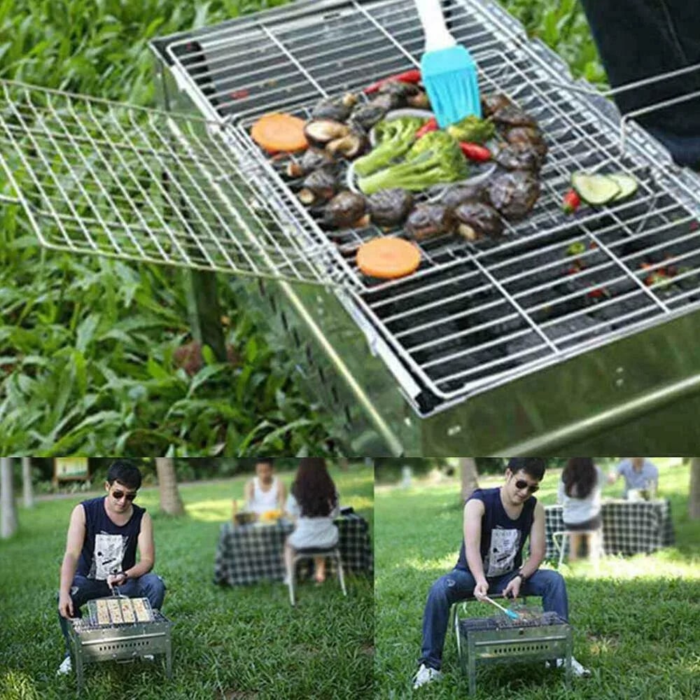 Metal BBQ Grilling Basket, Heat-Resistant Silver Grill Basket, 3 Sizes