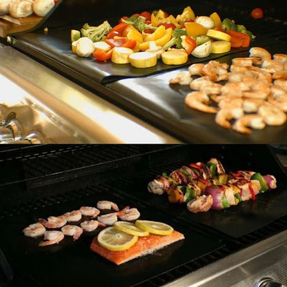 BBQ Grill Mat 2 Pack, Reusable Non-Stick Heat-Resistant Oven Liner, 3 Sizes