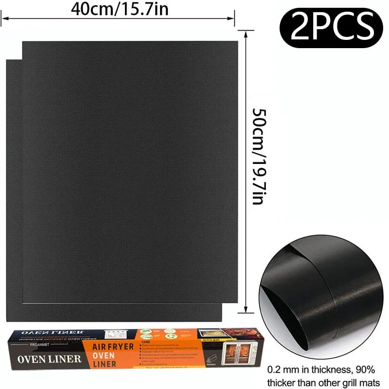 BBQ Grill Mat 2 Pack, Reusable Non-Stick Heat-Resistant Oven Liner, 3 Sizes - 2PCS 40X50cm