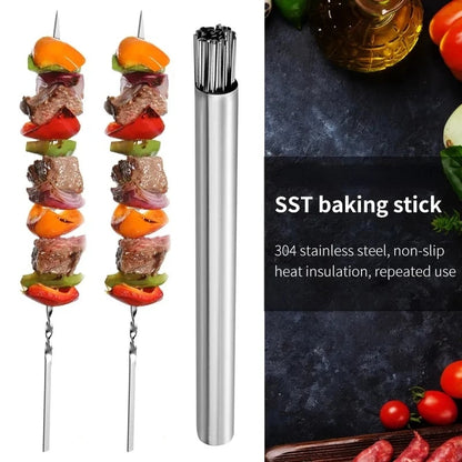 Reusable Stainless Steel BBQ Skewers, 350mm, 10-20 Piece Packs with Storage Tube Options