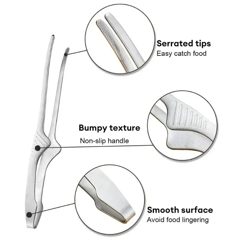Stainless Steel BBQ Food Tongs 24.3cm Korean Barbecue Tongs