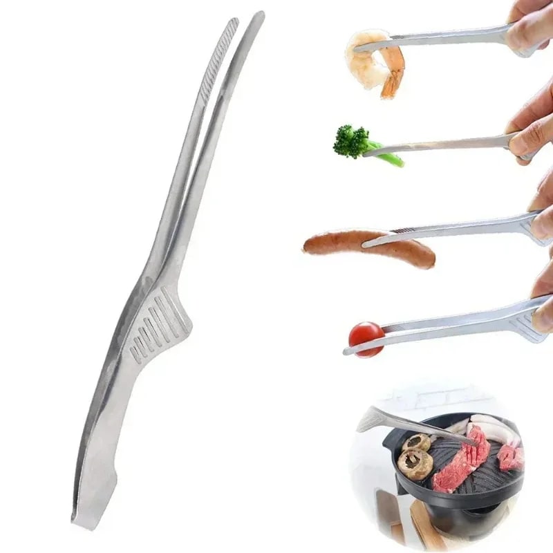 Stainless Steel BBQ Food Tongs 24.3cm Korean Barbecue Tongs