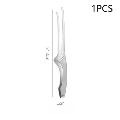 Stainless Steel BBQ Food Tongs 24.3cm Korean Barbecue Tongs - A 1Pcs
