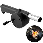 Hand-Cranked Barbecue Fire Blower, ABS and Stainless Steel, 24.5cm, Black