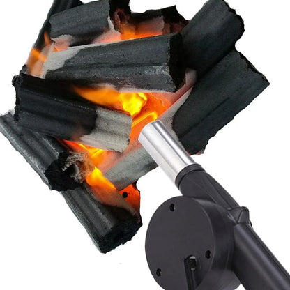 Hand-Cranked Barbecue Fire Blower, ABS and Stainless Steel, 24.5cm, Black
