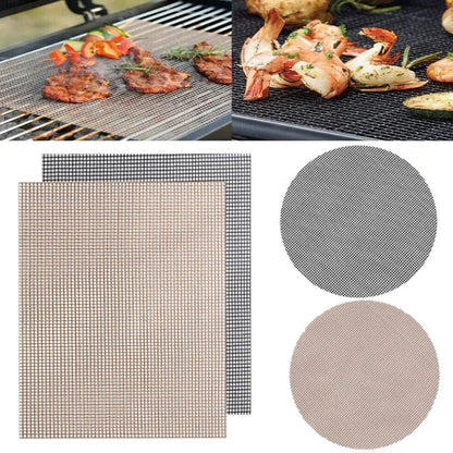 Non-Stick Barbecue Mesh Mat, Reusable BBQ Grill Pad, Square or Round